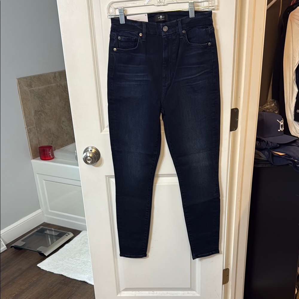 7 for all mankind woman’s high waist skinny jeans Dark Blue Jeans
